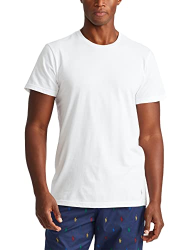 Polo Ralph Lauren Men's Classic Fit Cotton Crew Tee, White/Surf Blue, Surf Blue/White, Cruise Navy/White, X-Large