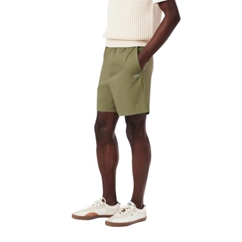 Lacoste Men's Relaxed Fit Poplin Shorts, Khaki, Large