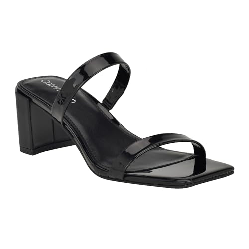 Calvin Klein Women's Kater Heeled Sandal, Black Patent 001, 8