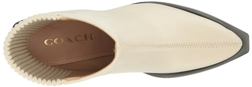 Coach Women's Prestyn Leather Bootie Western Boot, Chalk, 8