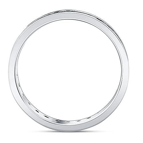 P3 POMPEII3 Pompeii Men's 1 1/5ct Blue Diamond Channel Set Eternity Ring 14K White Gold Wedding Band - Size 10.5