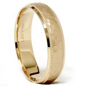 Pompeii 6mm Hammered Mens Wedding Band 14K Yellow Gold - Size 7.5