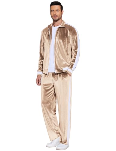 COOFANDY Mens Tracksuit 2 Piece Set Velour Sweatsuit Jogging Suits Full Zip Jacket Pants Outfits