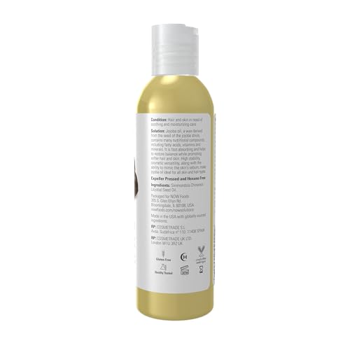 NOW Foods Solutions, Jojoba Oil, 100% Pure Moisturizing, Multi-Purpose Oil for Face, Hair and Body, 4-Ounce