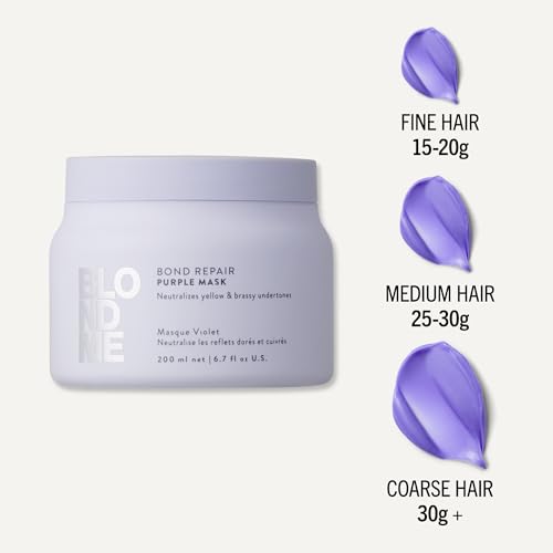 BlondMe Bond Repair Purple Mask for Blonde Hair | Neutralizes Yellow & Brassy Tones | Maintain, Refresh, & Enrich | For Moisturized, Healthy-Looking Cool-Toned Blondes