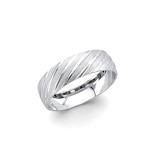 14k White Gold Men's Wedding Band - Size 10.5
