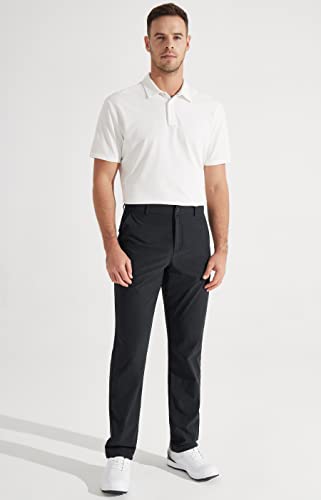 Libin Mens Golf Pants Classic Fit Stretch Work Dress Pants 32" Quick Dry Lightweight Business Casual Trousers Comfort Water Resistant, Black, 40W x 32L