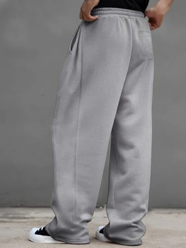JMIERR Mens Baggy Sweatpants Drawstring Wide Leg Sweat Pants with Pockets Quiet Luxury Big and Tall, 3XL, Light Grey