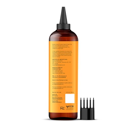 Botanic Hearth Castor Oil for Hair Growth with Pumpkin Seed Oil, Hair Growth Oils for Thinning Hair, Dry Damaged Hair & Scalp Treatment, Strengthens & Nourishes Hair, 6.7 fl oz