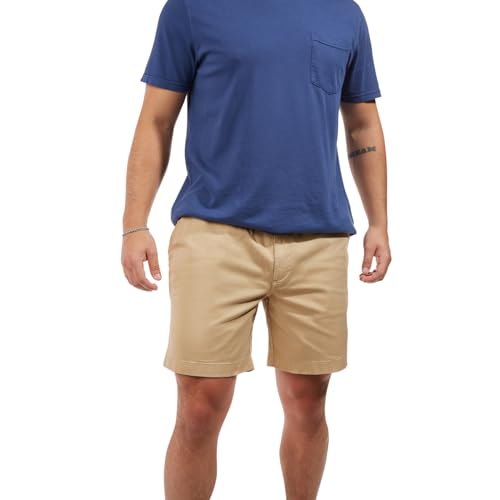 Chubbies Chino Shorts Men 7 Inch - Mens Shorts Casual with Elastic Waistband, Side and Back Pockets, Stretch Cotton Blend (The Travertines, Small)