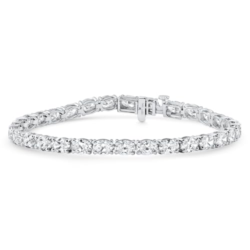 P3 POMPEII3 Pompeii 10.75Ct Oval Cut Diamond Tennis Bracelet 7" 14k White Gold Lab Grown - Size Medium (EF,VS)