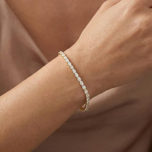 P3 POMPEII3 Pompeii 4.5Ct Oval Cut Diamond Tennis Bracelet 7" 14k Yellow Gold Lab Grown - Size 7 (EF,VS)