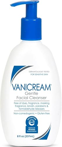 Vanicream Gentle Facial Cleaner with Pump Dispenser, 8 Fl Oz, Formulated without Common Irritants for Sensitive Skin, Removes Makeup, Dirt & Excess Oils, Non-Comedogenic, pH-Balanced Face Wash