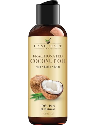 Handcraft Blends Fractionated Coconut Oil - 4 Fl Oz - 100% Pure and Natural - Premium Grade Carrier Oil for Skin and Hair - Hair and Body - Massage