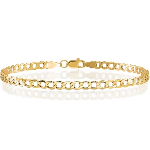 IceCarats 14K Yellow Gold 3.35mm Curb Chain Link Bracelet Anklet, 10 inch