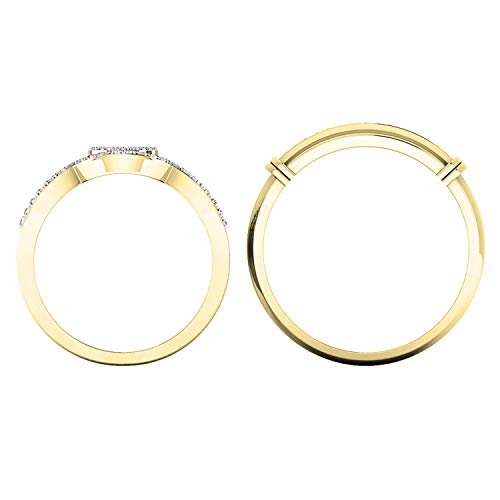 Dazzlingrock Collection 0.65 Cttw Round White Diamond Men's and Women's Engagement Ring Trio Set, 14K Solid Yellow Gold