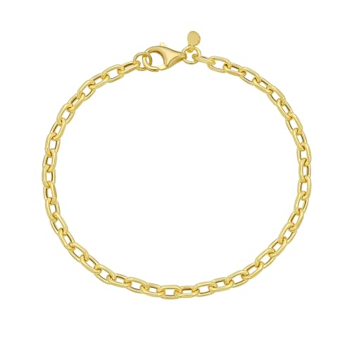 Floreo 14k Yellow Gold 3.3mm Cable Charm Link Bracelet, 7 Inch