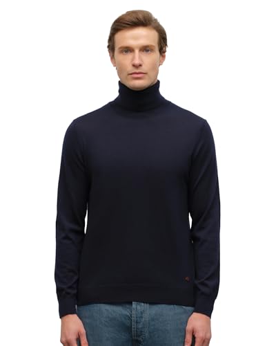 KVSS Men's Pullover 100% Cashmere Turtleneck Long Sleeve Cashmere Knit Sweaters for Mens Comfortable Tee Luxury Choice Ink Blue