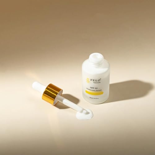 Pelo Naturals Sunscreen Serum- Enriched Mineral Face Sunscreen SPF 50 with Zinc Oxide 20% Titanium Dioxide 5%- With Hydrating Squalane For All Skin Types and Skin Tone 1oz