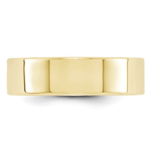 Wedding Bands for Women and Men 10k Yellow Gold Ring, Size 12.5 - Classic, Flat, Polished Unisex Wedding Band - Lightweight 6mm Solid Anniversary Ring - Timeless Bridal Jewelry
