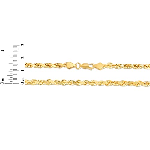 Floreo 10k Yellow Gold 5mm Solid Rope Chain Diamond Cut Bracelet or Anklet 10 Inch