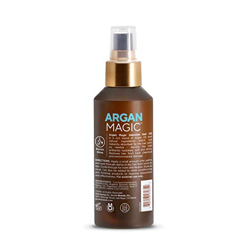Argan Magic Intensive Hair Oil - Restores Manageability and Elasticity | Adds Shine and Gloss | Controls Frizz | Paraben Free, (4 oz)
