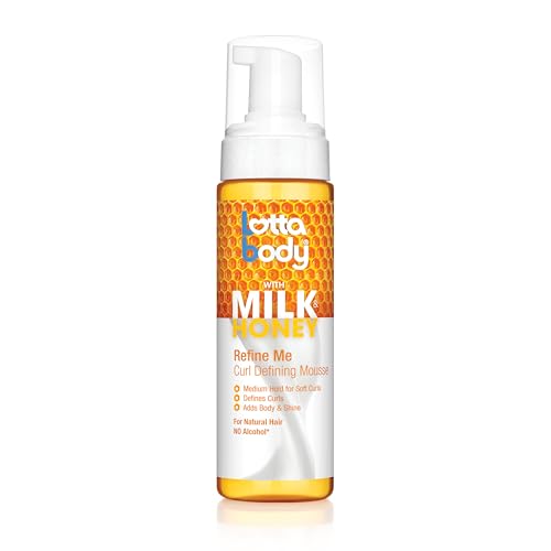 Lottabody Refine Me Curl Defining Mousse with Milk & Honey, Lightweight, Moisture-Rich Frizz-Control Styling Mousse for Softly Defined Natural Curly & Coily Hair, 7 oz
