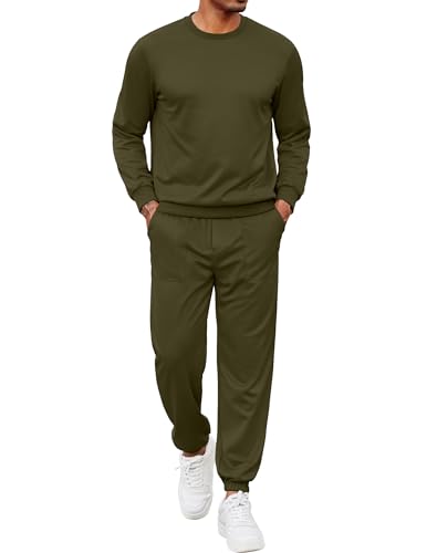COOFANDY Men's 2 Piece Tracksuit Sets Crewneck Athletic Sweatsuit Jogging Pullover Shirts Long Sleeve Casual Sports Outfits