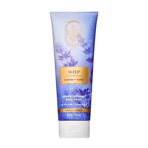 Bath & Body Works Lavender Vanilla Aromatherapy Body Cream, Ultimate Hydration Moisturizer with Shea Butter & Hyaluronic Acid for Dry Skin, 8 fl oz - 1 Pack