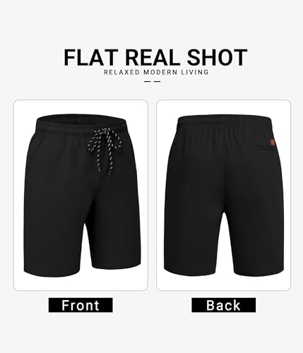 COOFANDY Mens Shorts Casual Summer Beach Vacation Classic Fit Stylish Cotton Dress Shorts with Pockets A-Black