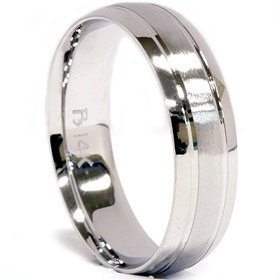 P3 POMPEII3 Pompeii Mens 14K White Gold 6mm Brushed Wedding Band Ring New - Size 11