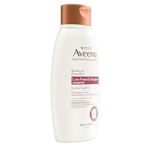 OGX Aveeno Color Protect Strengthen+ Blackberry Quinoa Shampoo, Fresh, 12 Fl Oz