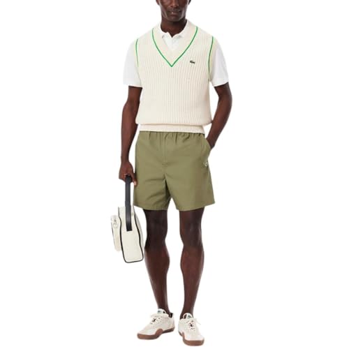 Lacoste Men's Relaxed Fit Poplin Shorts, Khaki, Large