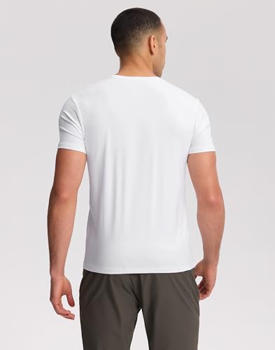 Pioneer Camp Mens Bamboo Viscose T Shirt Ultra Soft White Plain Tshirts for Men Cooling Crew Neck Casual Basic Tee Shirt