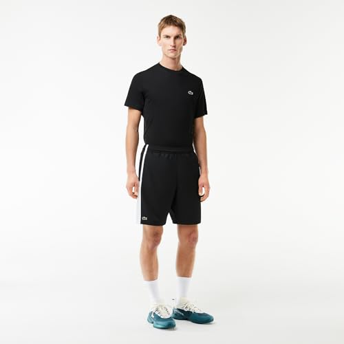 Lacoste Men's Taffetas Diamante Classic Fit Colorblocked Shorts, Black/White-White, M