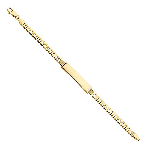 14k REAL Yellow Gold Men's Cuban ID Bracelet - 8"