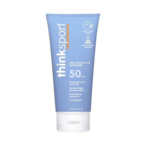 Thinksport Mineral Sunscreen SPF 50+ Zinc Oxide, Water Resistant, 6 Fl Oz