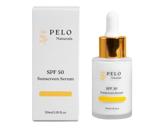 Pelo Naturals Sunscreen Serum- Enriched Mineral Face Sunscreen SPF 50 with Zinc Oxide 20% Titanium Dioxide 5%- With Hydrating Squalane For All Skin Types and Skin Tone 1oz