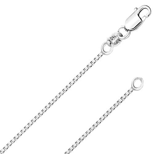 10k REAL SOLID White Gold Solid 0.7mm Box Link Chain Necklace with Lobster-Claw Clasp with jewelry Box 16 Inches