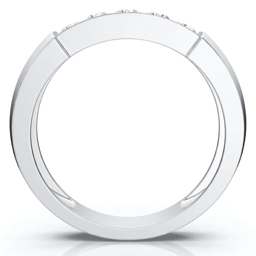 Pompeii Mens 1/2ct 14K White Gold Round Diamond Wedding Ring - Size 9