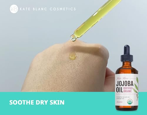 Kate Blanc Cosmetics Organic Jojoba Oil for Hair, Skin, Face, Nails (4oz)