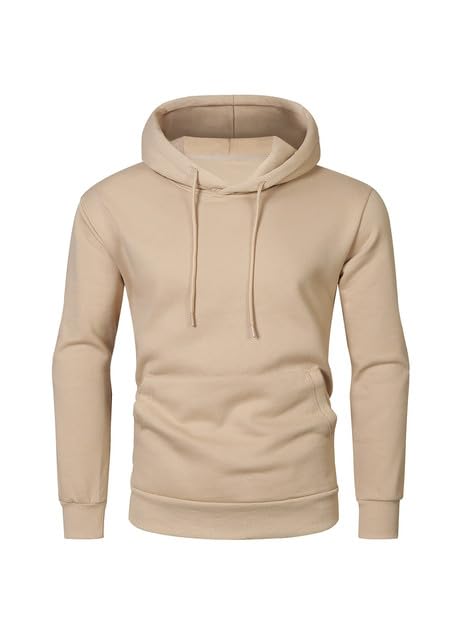 JMIERR Men's Sweatshirt Mens Fall Vintage Drawstring Hoodies Sweatshirts for Men Long Sleeve Hooded Pullover with Pockets Collar Fleece Casual Basic Simple Winter Shirts, US50(2XL), A Khaki