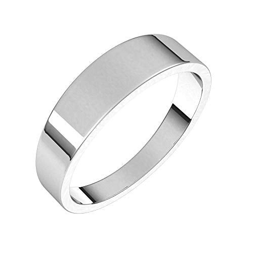Sonia Jewels Solid 14k White Gold 5mm Flat Tapered Wedding Band Ring Mens Heavy Thick Classic Plain Traditional - Size 9.5