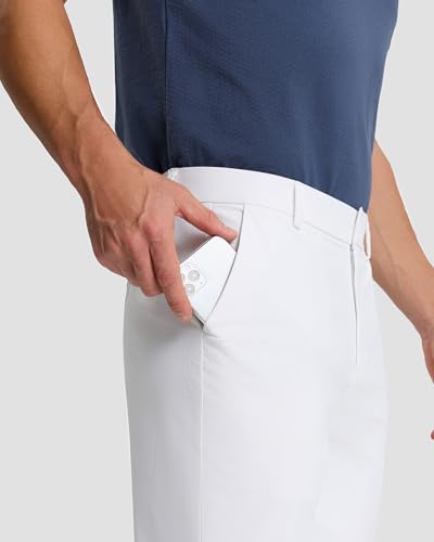 SNOWTEN Mens Golf Pants, Classic Fit Work Pants for Men, Stretch Dress Slacks 30" Quick Dry Lightweight with Pockets White 34w × 30L