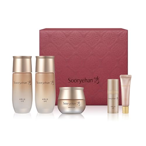 Sooryehan Bichaek True-Rejuvenating Korean Hanbang Skincare Gift Set (5-Piece) - Toner, Emulsion Lotion & Cream with Mini Eye Cream and Serum - Anti-Aging, Firming & Elasticity