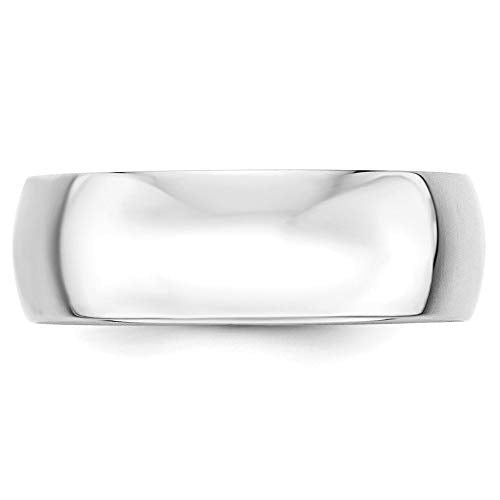 Real 14K White Gold 7mm Plain Classic Dome Men'S Wedding Band Ring Size 11