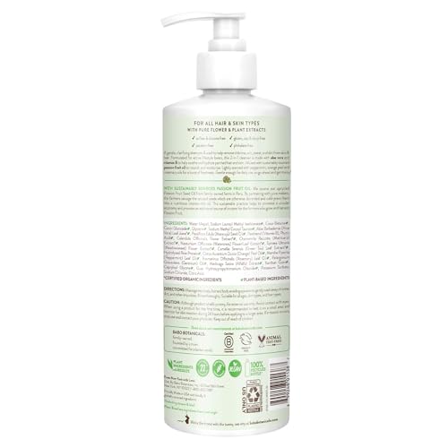 Babo Botanicals Swim & Sport Citrus Mint & Passion Fruit Shampoo & Wash - Purifying Cleanser for hair & body- Removes chlorine & sweat - For all ages - Scented with Citrus & Peppermint Oil - 16 Fl Oz