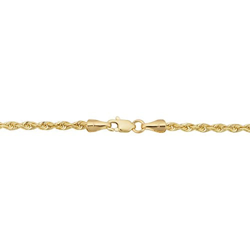 10k Yellow Gold 2.6mm Men's or Women's Rope Chain Bracelet (8.5 inch)