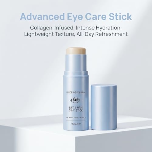 Korean Under Eye Balm, Hydrating Eye Balm Stick, Collagen-Infused Multi Balm, Firming and Smoothing Eye Care Stick, Lightweight 3-in-1 Formula for Fine Lines and Dark Circles, 0.35 OZ (1)