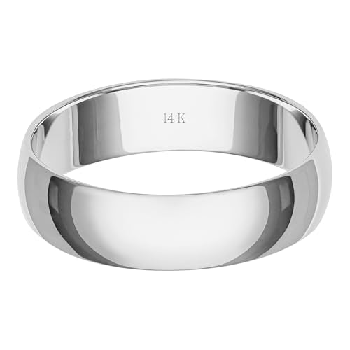 Brilliant Expressions Men’s or Women's 14K White Gold 5MM Classic Plain Simple Wedding Band, Size 10.5